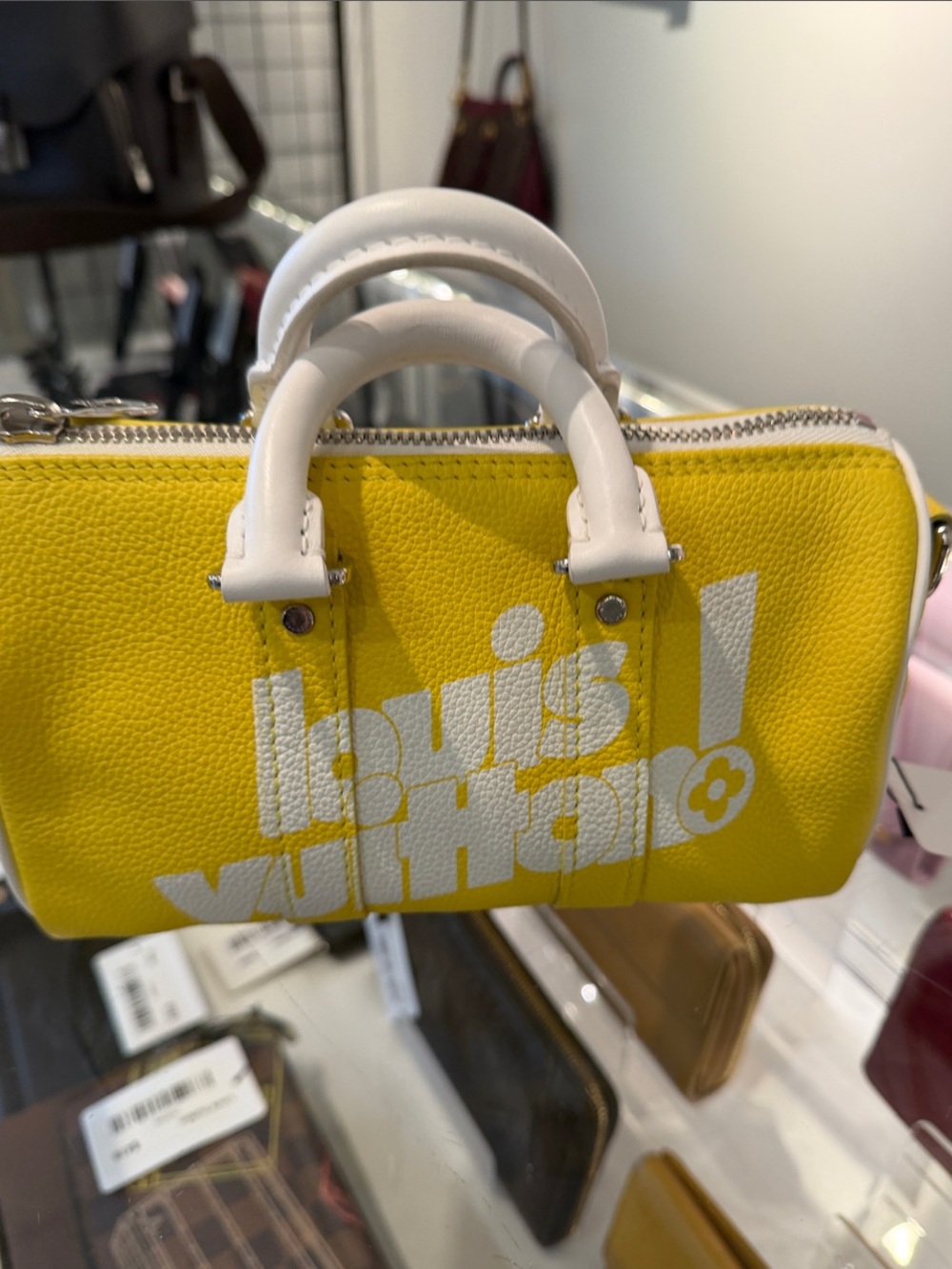 Louis Vuitton Yellow and White Mini Speedy Tote